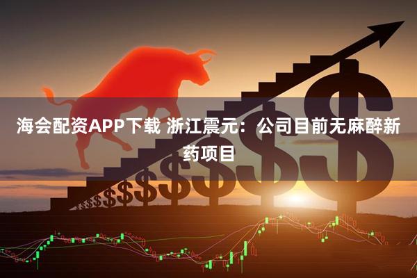 海会配资APP下载 浙江震元：公司目前无麻醉新药项目