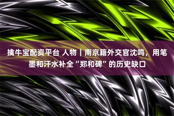 擒牛宝配资平台 人物｜南京籍外交官沈鸣，用笔墨和汗水补全“郑和碑”的历史缺口